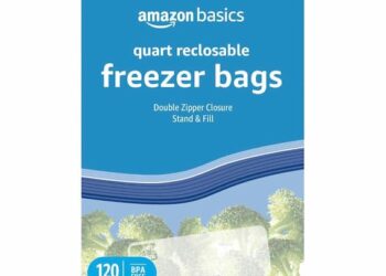 Amazon Fundamentals Reclosable Freezer Quart Luggage, 120 Rely solely $5.22 shipped!